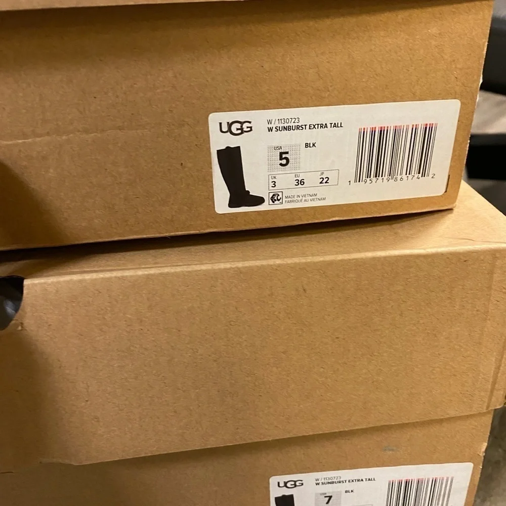 UGG | Sunburst Extra Tall Suede Shearling Boots In Black NEW